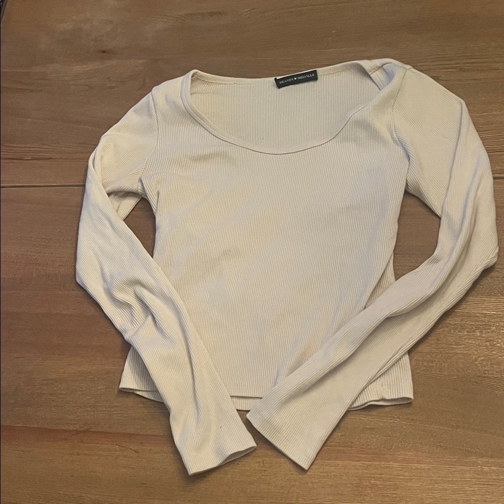 Brandy Melville Cream Long Sleeve Top 100% cotton